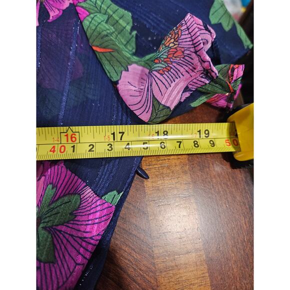 Vintage y2k 90's Nanette Lepore Navy Pink Floral A-line Dress Size 8 - Picture 9 of 11